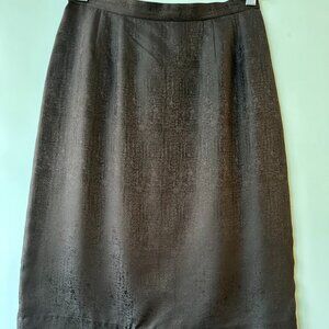 VINTAGE ADRIANA PAPELL Brown SILK PLEATED WAIST STRAIGHT SKIRT SIZE 6 Y2K vibes